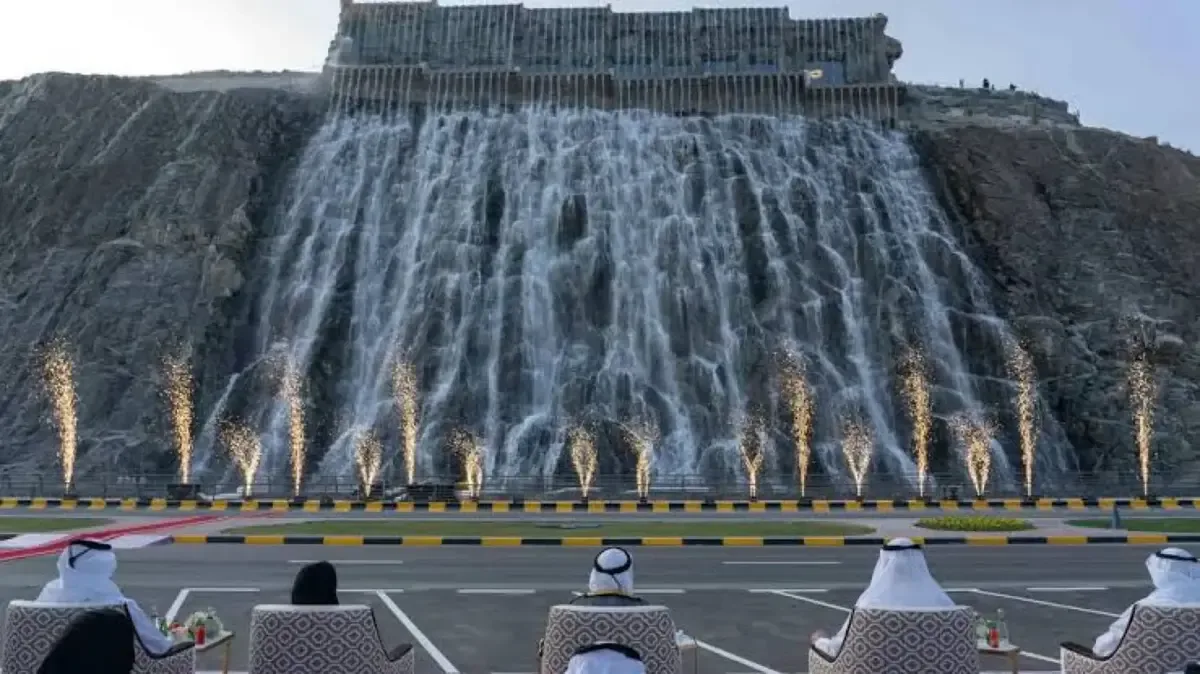 Khor Fakkan Waterfall and Amphitheatre - famous man-made waterfall
